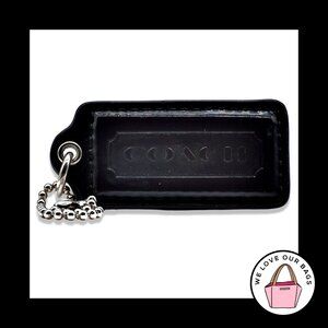 2.25" Large COACH Black Patent Leather Nickel Fob Bag Charm Keychain Hang Tag